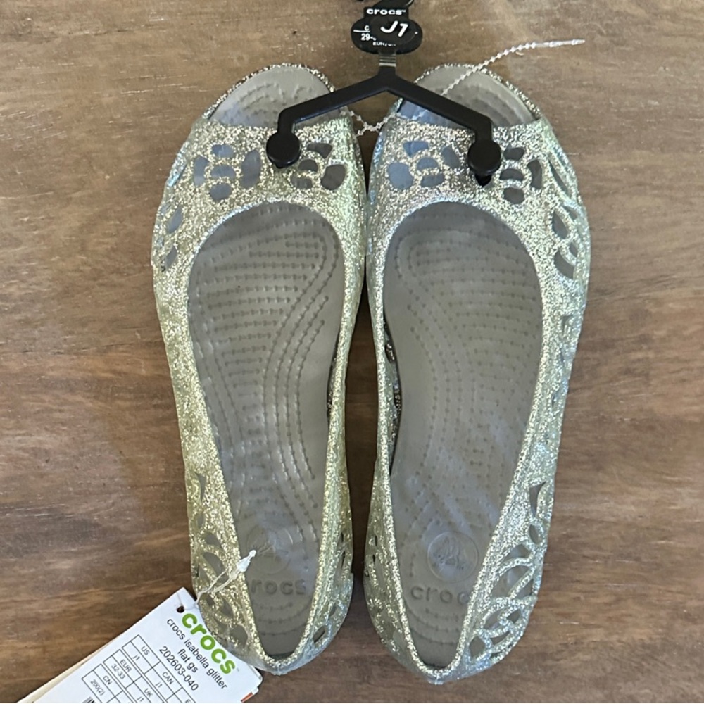 CROCS Kids Glitter Sandals - Silver